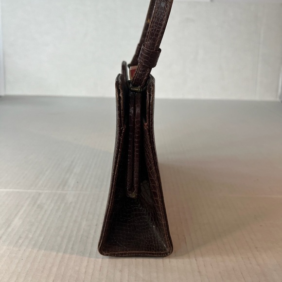 Vintage Gaymode Crocodile Or Alligator Purse Handbag Bakelite Clasp - Picture 5 of 16